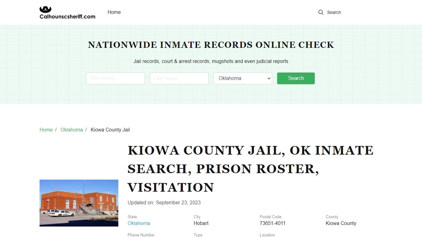 Kiowa County Jail, OK Inmate Search, Prison Roster, Visitation
