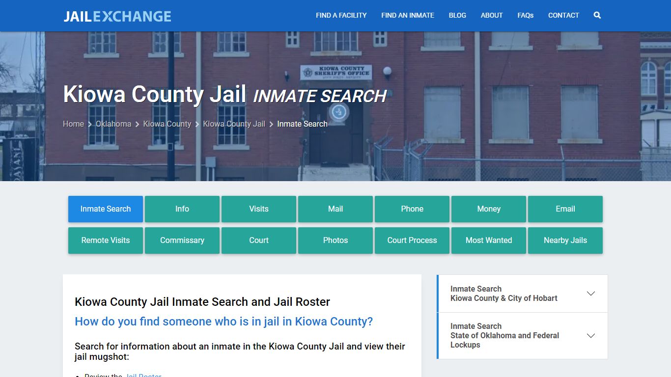 Inmate Search: Roster & Mugshots - Kiowa County Jail, OK